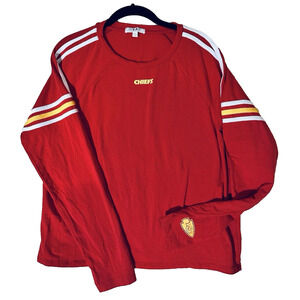 Wear By Erin Andrews Lg NFL Kansas Chiefs Crop track stipes Blokecore Shirt